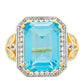 Arannyal Bevont Ezüst Gyűrű Paraiba Kvarccal és Fehér Topázzal