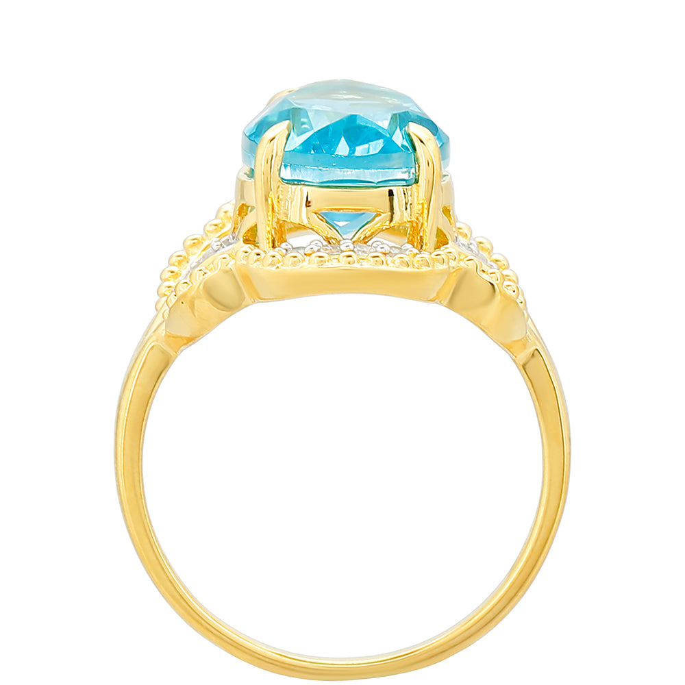 Arannyal Bevont Ezüst Gyűrű Paraiba Kvarccal és Fehér Topázzal