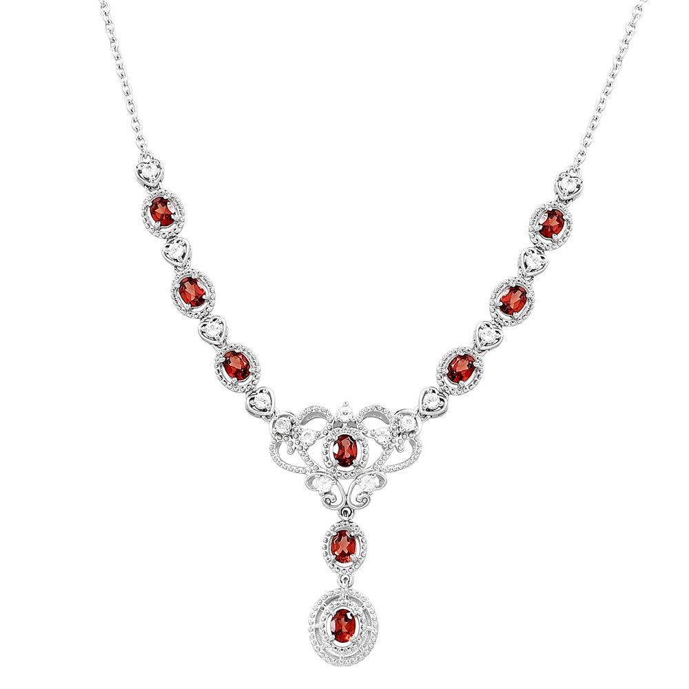 Ezüst Nyaklánc Gránáttal és Fehér Topázzal 1 