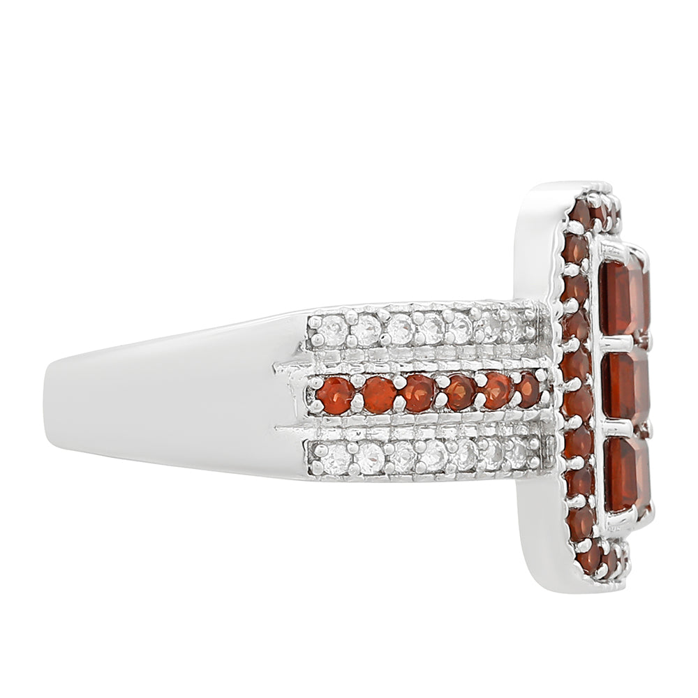 Ezüst Gyűrű Gránáttal és Fehér Topázzal 2 