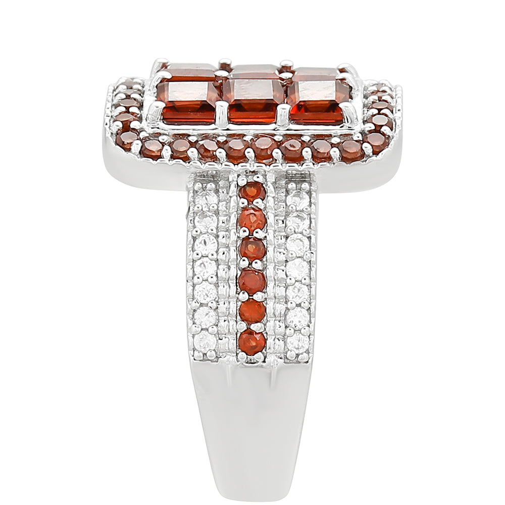 Ezüst Gyűrű Gránáttal és Fehér Topázzal