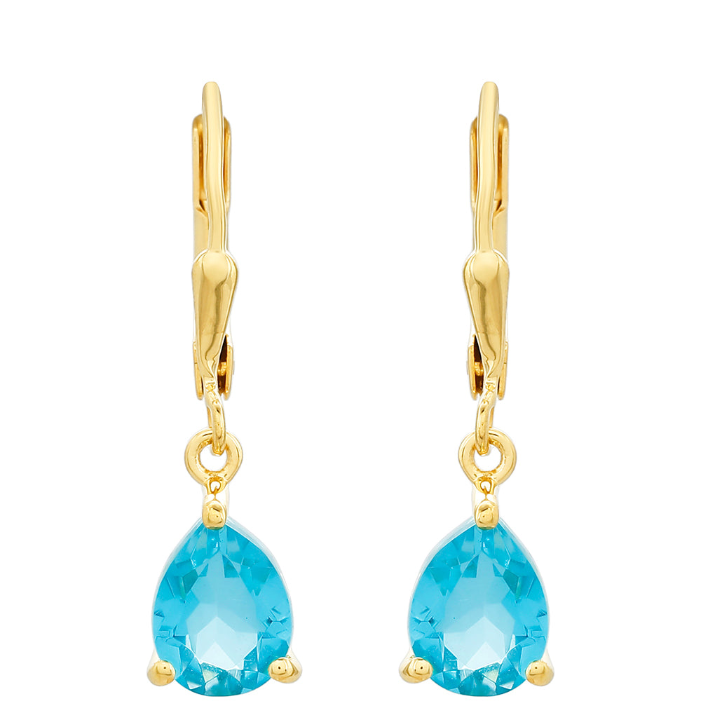 Arannyal Bevont Ezüst Fülbevaló Paraiba Kvarccal