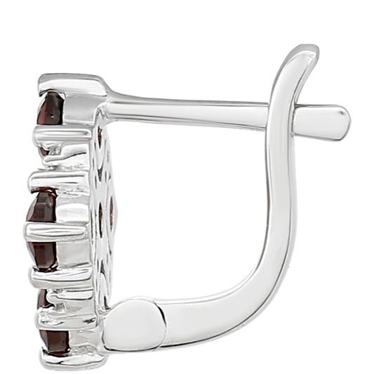 Ezüst Fülbevaló Gránáttal és Fehér Topázzal