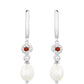 Ezüst Fülbevaló Gránáttal és Fehér Édesvízi Kagylógyönggyel