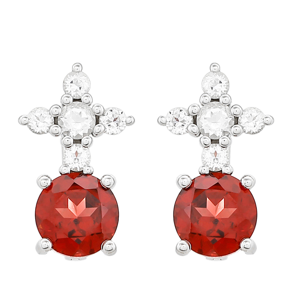 Ezüst Fülbevaló Gránáttal és Fehér Topázzal 1 