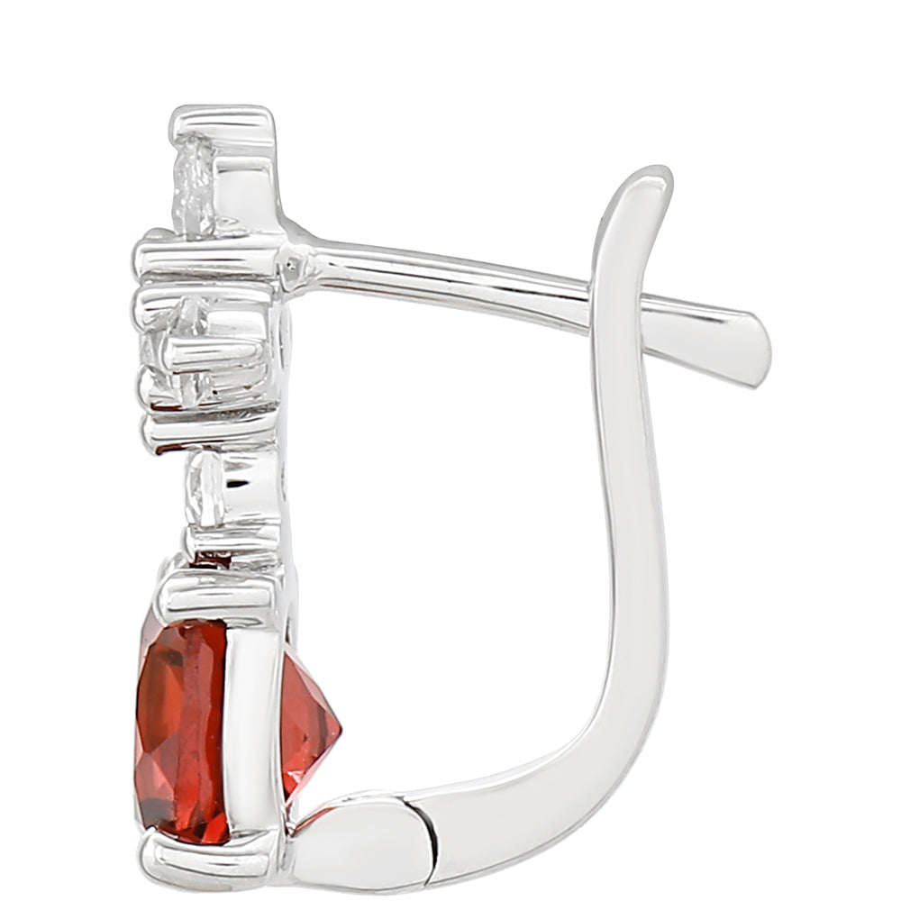 Ezüst Fülbevaló Gránáttal és Fehér Topázzal 2 