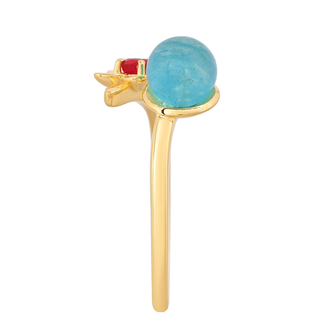 Arannyal Bevont Ezüst Gyűrű Paraiba Kvarccal és Vörös Kvarccal 3 