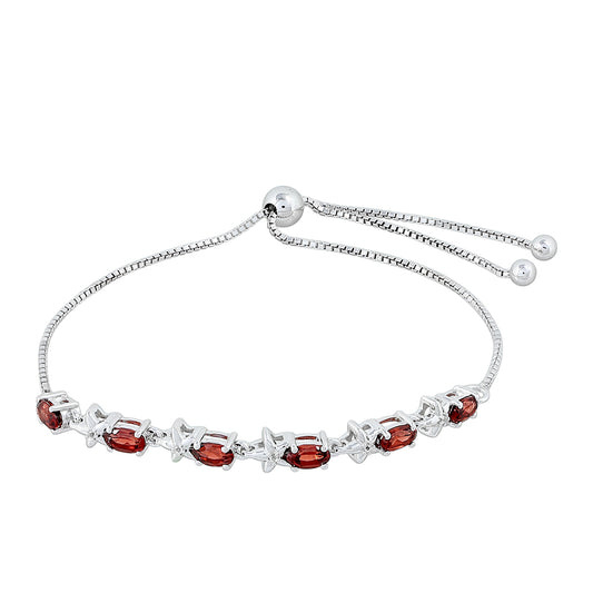 Ezüst Karkötő Gránáttal és Fehér Topázzal