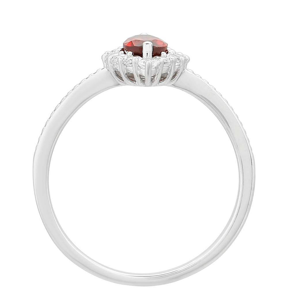 Ezüst Gyűrű Gránáttal és Fehér Topázzal 4 