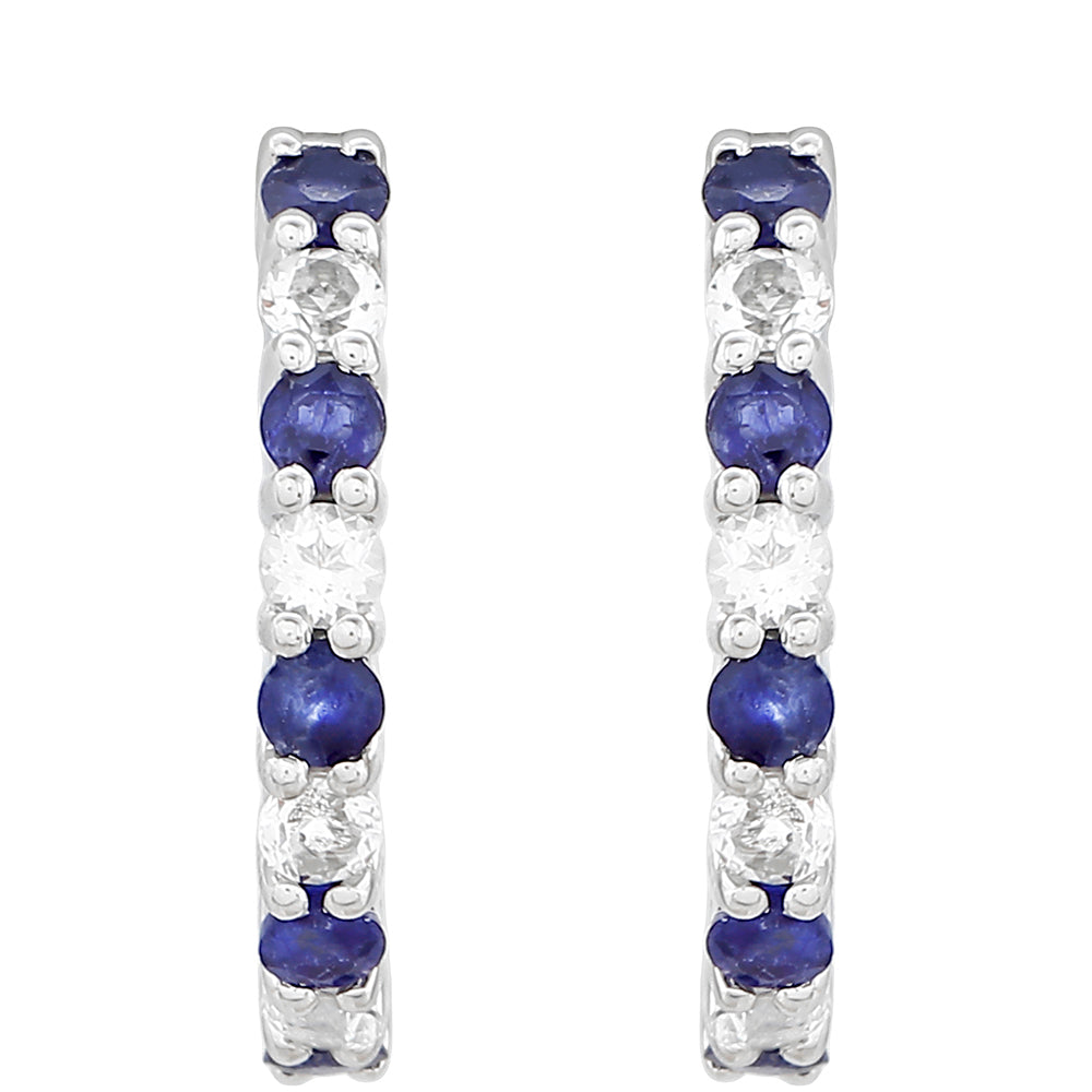 Ezüst Fülbevaló Thai Zafírral és Fehér Topázzal