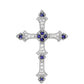 Kereszt Ezüst Medál Thai Zafírral és Fehér Topázzal