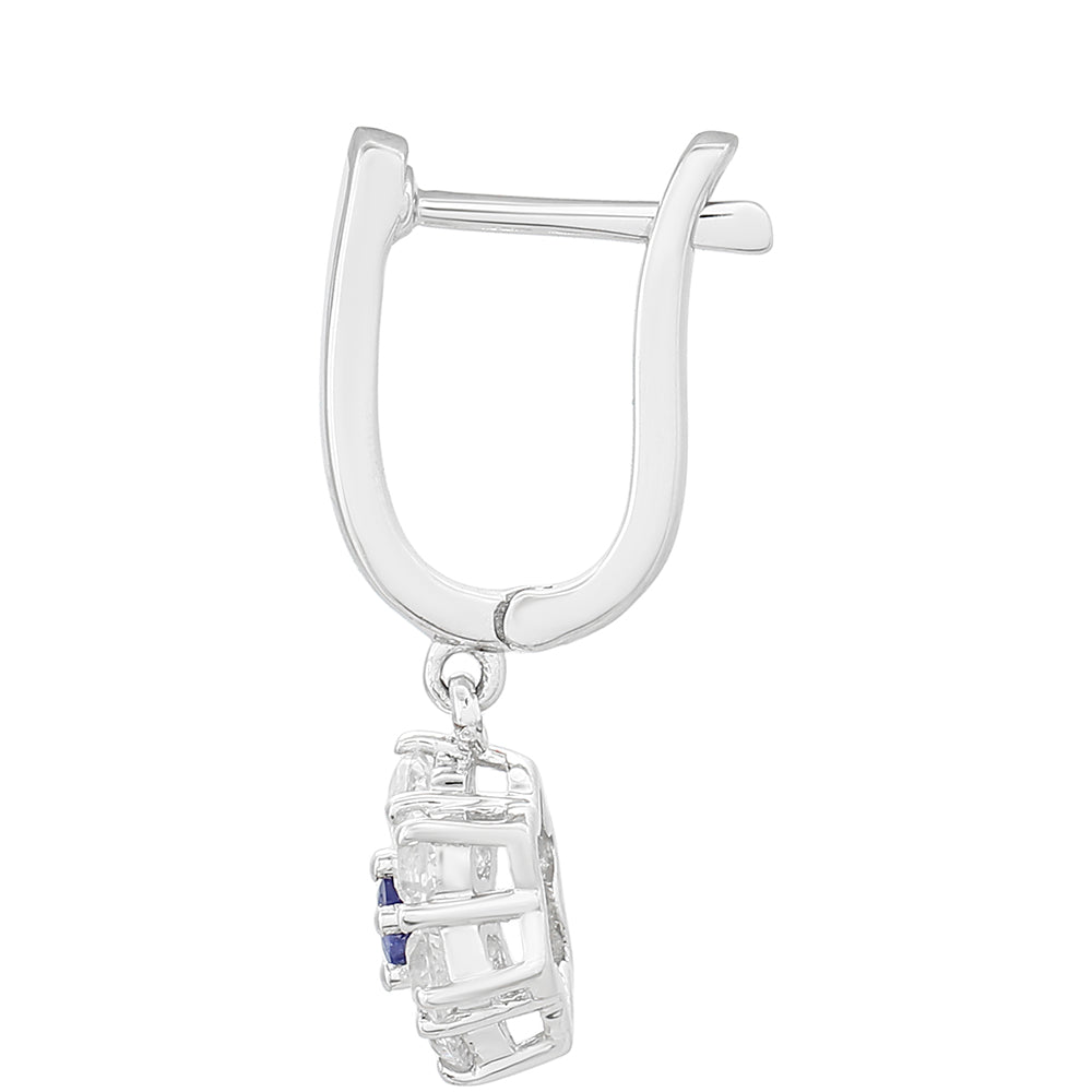 Ezüst Fülbevaló Thai Zafírral és Fehér Topázzal 2 