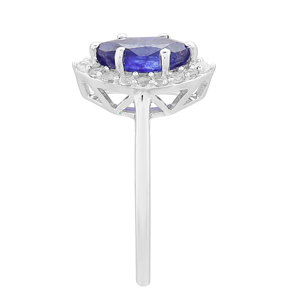 Ezüst Gyűrű Thai Zafírral és Fehér Topázzal