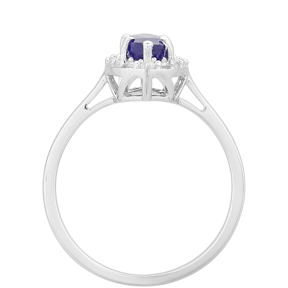 Ezüst Gyűrű Thai Zafírral és Fehér Topázzal 4 