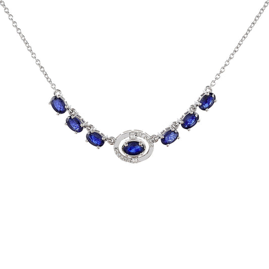 Ezüst Nyaklánc Thai Zafírral és Fehér Topázzal