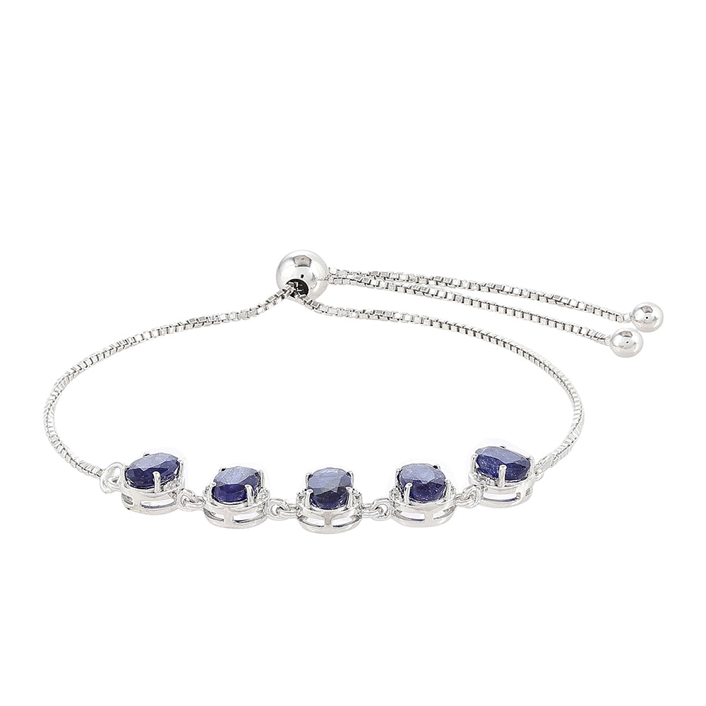 Ezüst Karkötő Thai Zafírral és Fehér Topázzal