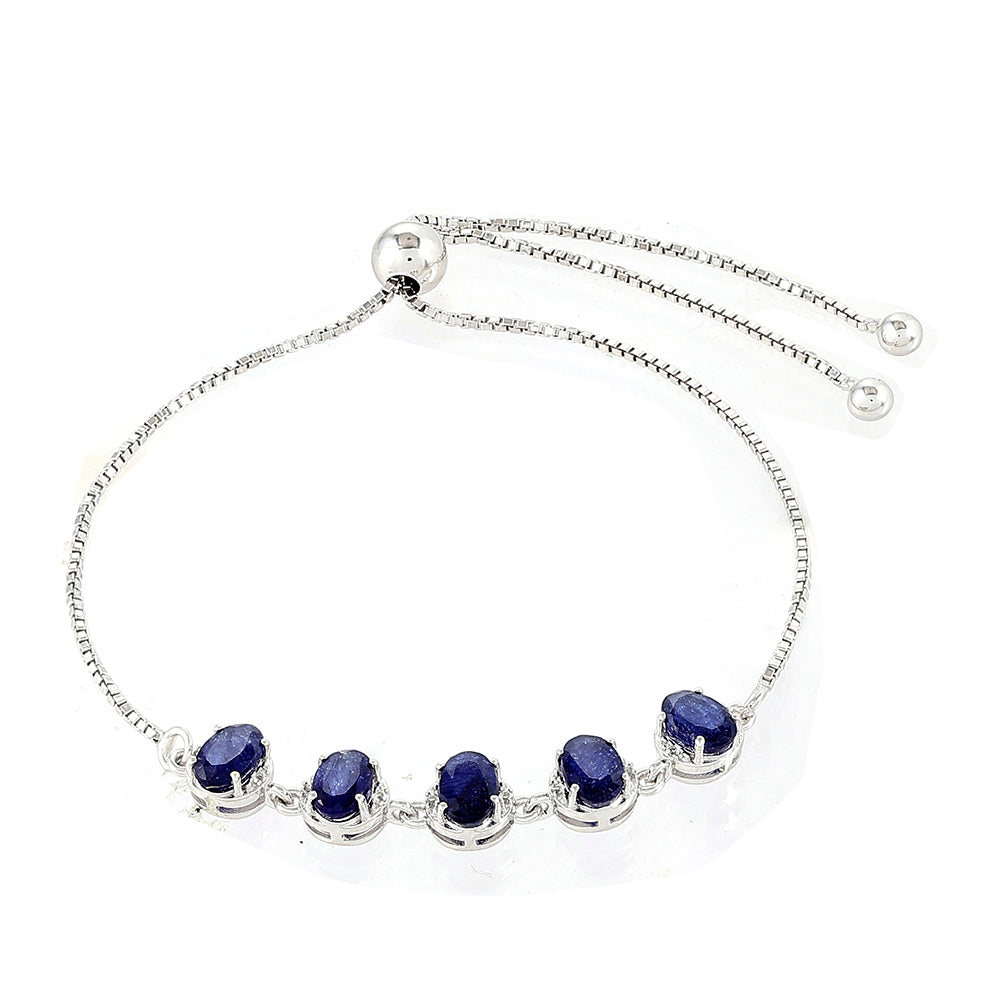 Ezüst Karkötő Thai Zafírral és Fehér Topázzal