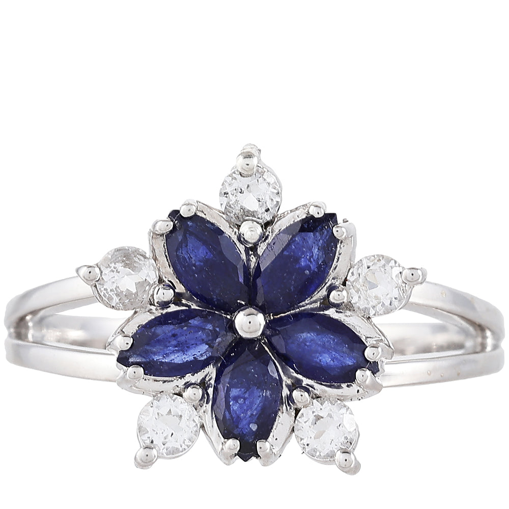 Ezüst Gyűrű Thai Zafírral és Fehér Topázzal 1 