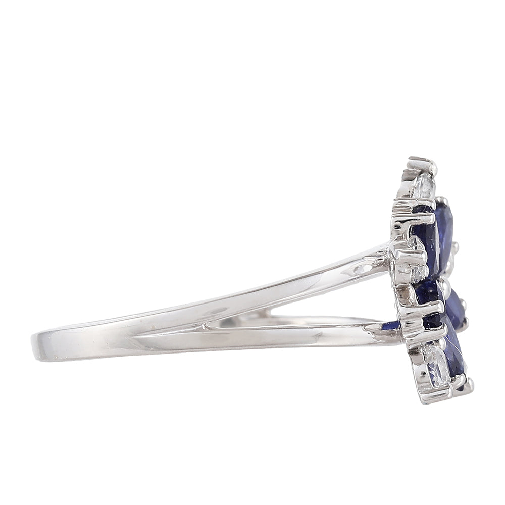 Ezüst Gyűrű Thai Zafírral és Fehér Topázzal