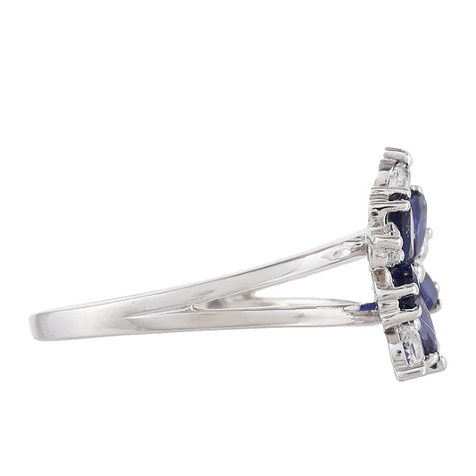 Ezüst Gyűrű Thai Zafírral és Fehér Topázzal