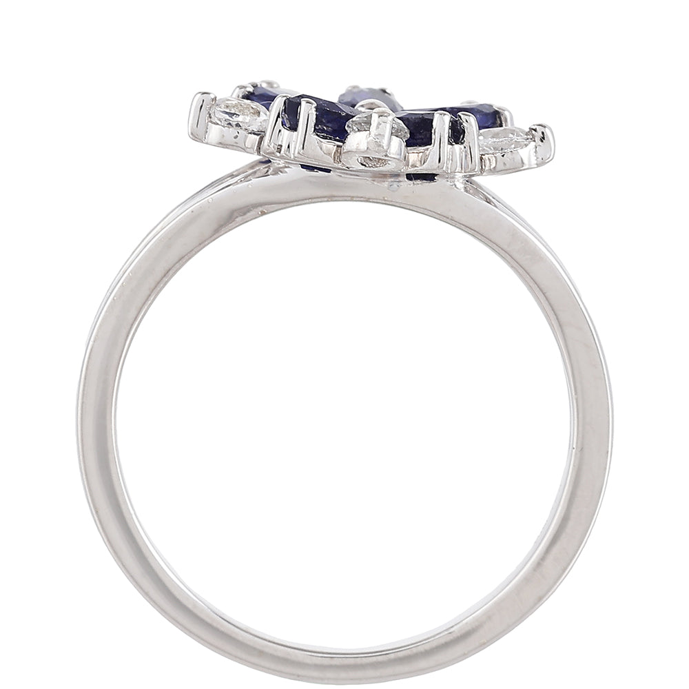 Ezüst Gyűrű Thai Zafírral és Fehér Topázzal 4 