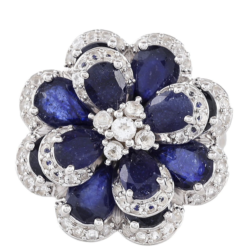 Ezüst Gyűrű Thai Zafírral és Fehér Topázzal