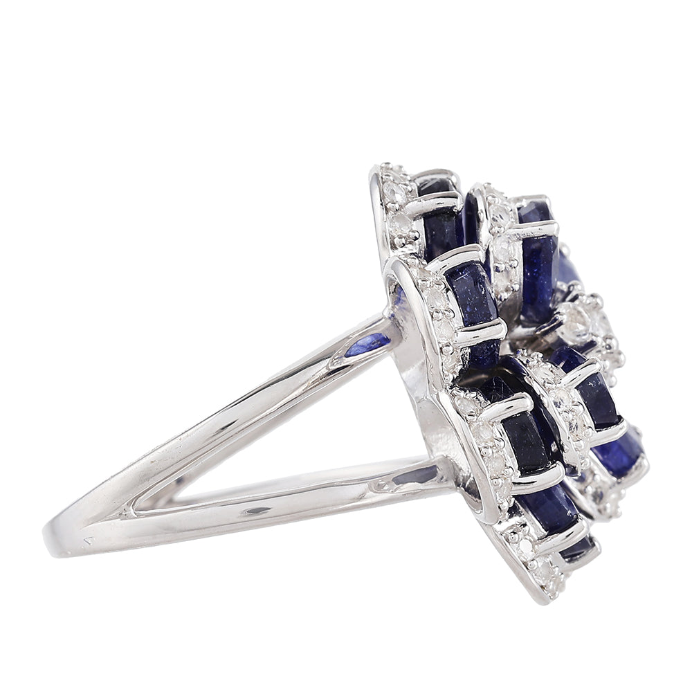 Ezüst Gyűrű Thai Zafírral és Fehér Topázzal 2 