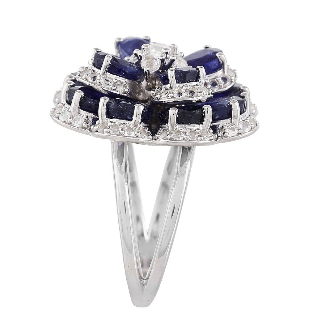 Ezüst Gyűrű Thai Zafírral és Fehér Topázzal