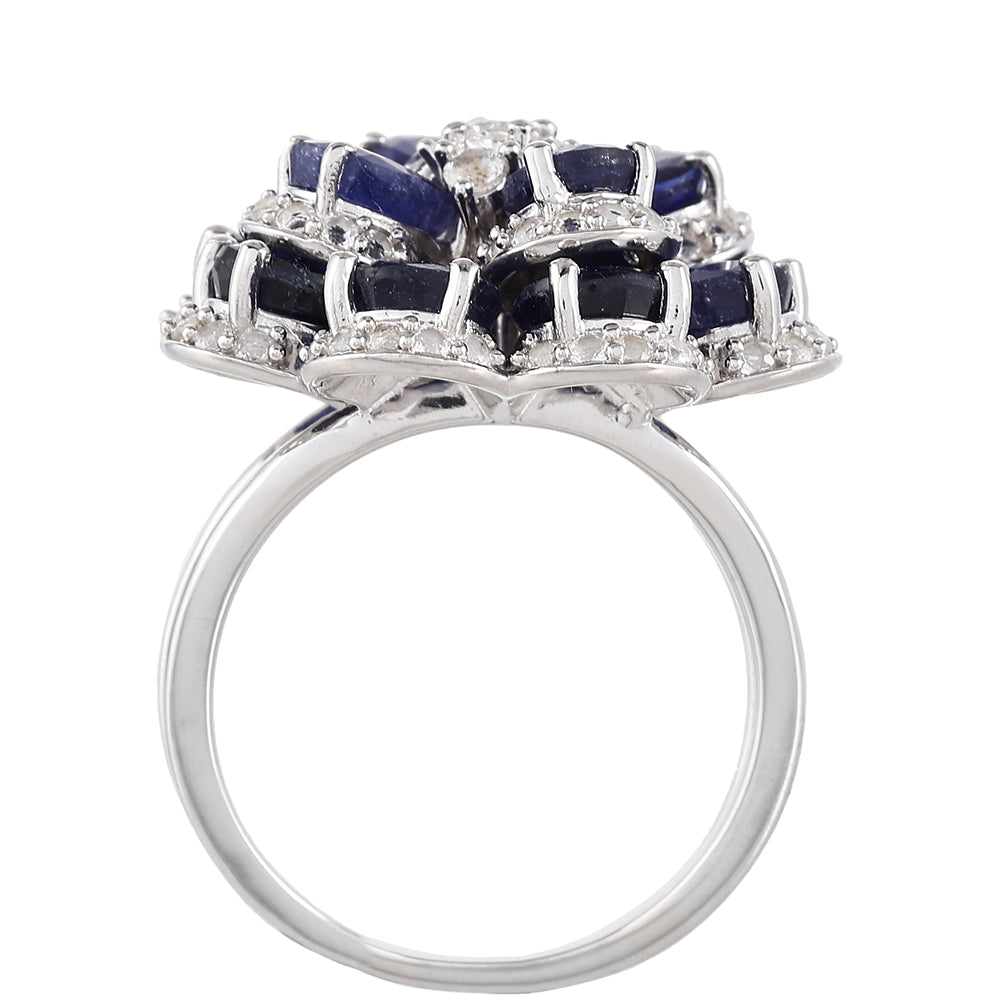 Ezüst Gyűrű Thai Zafírral és Fehér Topázzal 4 