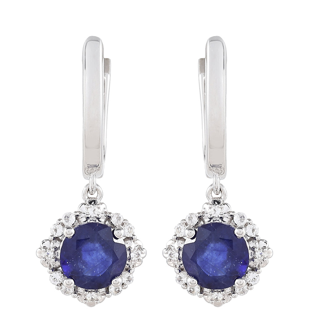 Ezüst Fülbevaló Thai Zafírral és Fehér Topázzal