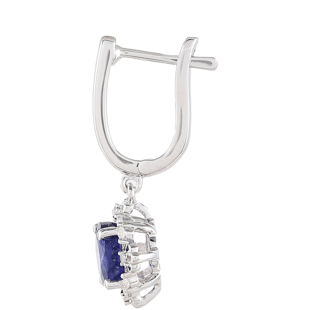 Ezüst Fülbevaló Thai Zafírral és Fehér Topázzal 2 