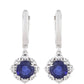 Ezüst Fülbevaló Thai Zafírral és Fehér Topázzal