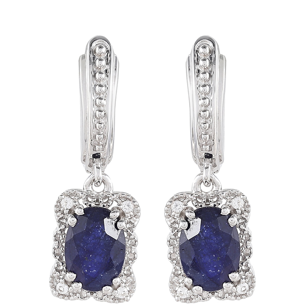 Ezüst Fülbevaló Thai Zafírral és Fehér Topázzal 1 