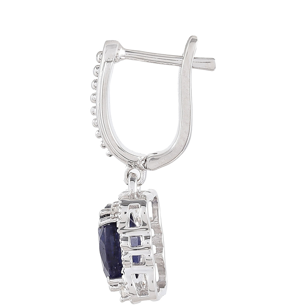 Ezüst Fülbevaló Thai Zafírral és Fehér Topázzal 2 