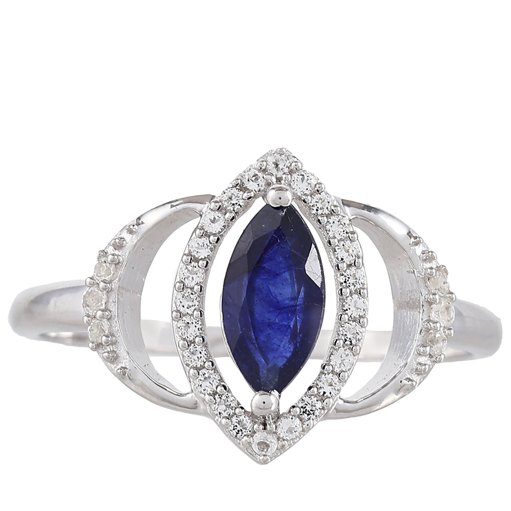Ezüst Gyűrű Thai Zafírral és Fehér Topázzal 1 