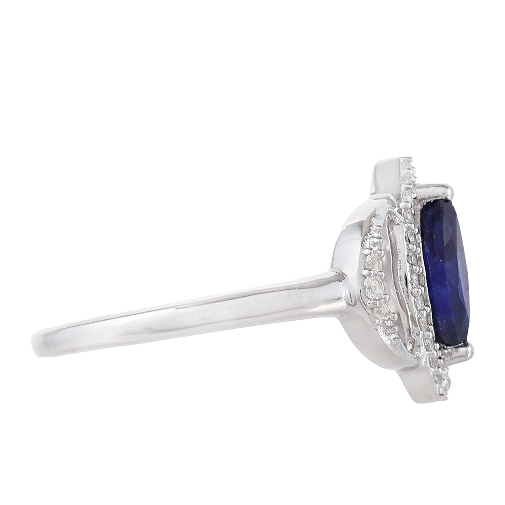 Ezüst Gyűrű Thai Zafírral és Fehér Topázzal