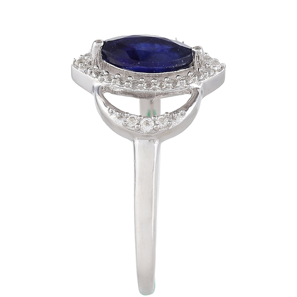 Ezüst Gyűrű Thai Zafírral és Fehér Topázzal 3 