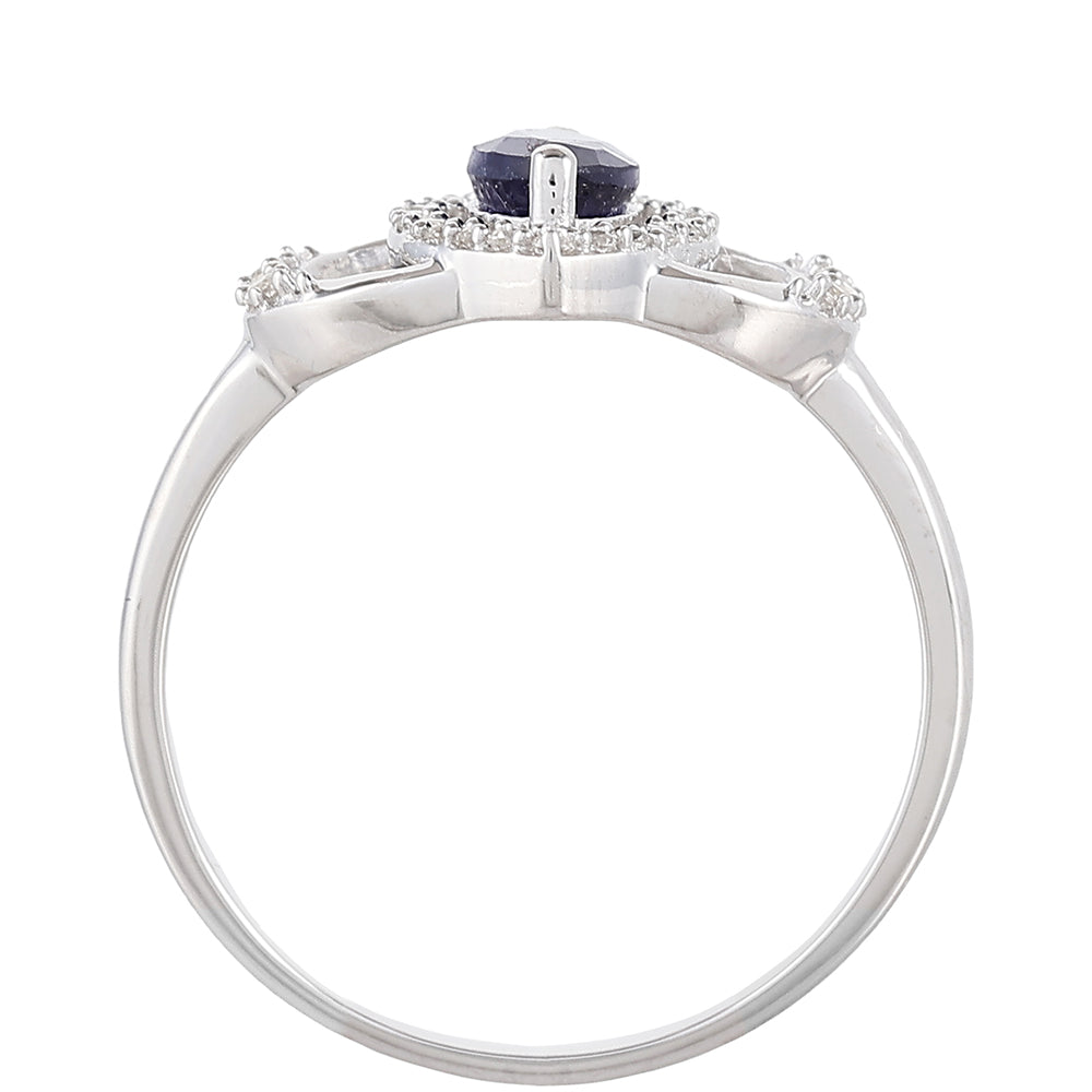Ezüst Gyűrű Thai Zafírral és Fehér Topázzal 4 