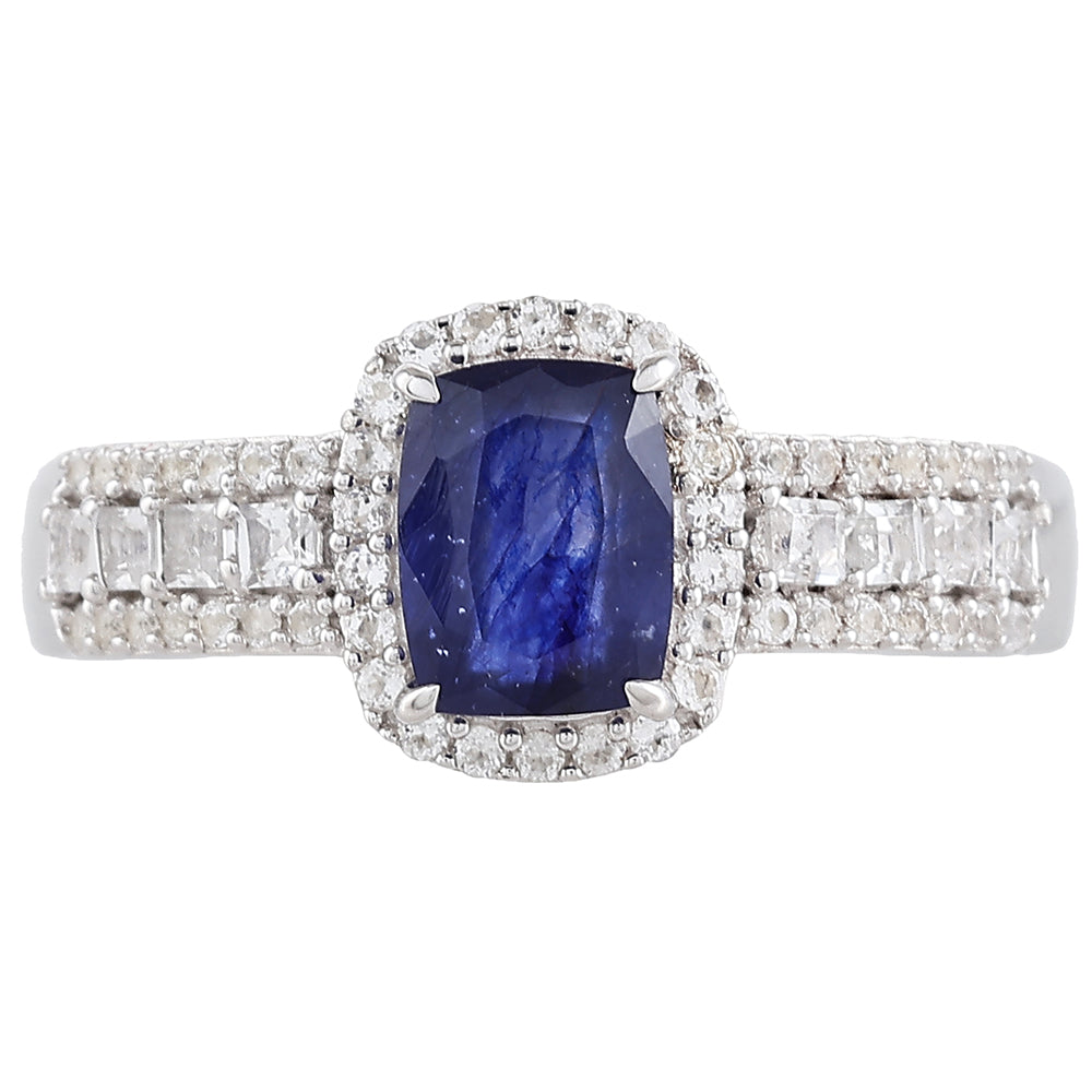 Ezüst Gyűrű Thai Zafírral és Fehér Topázzal