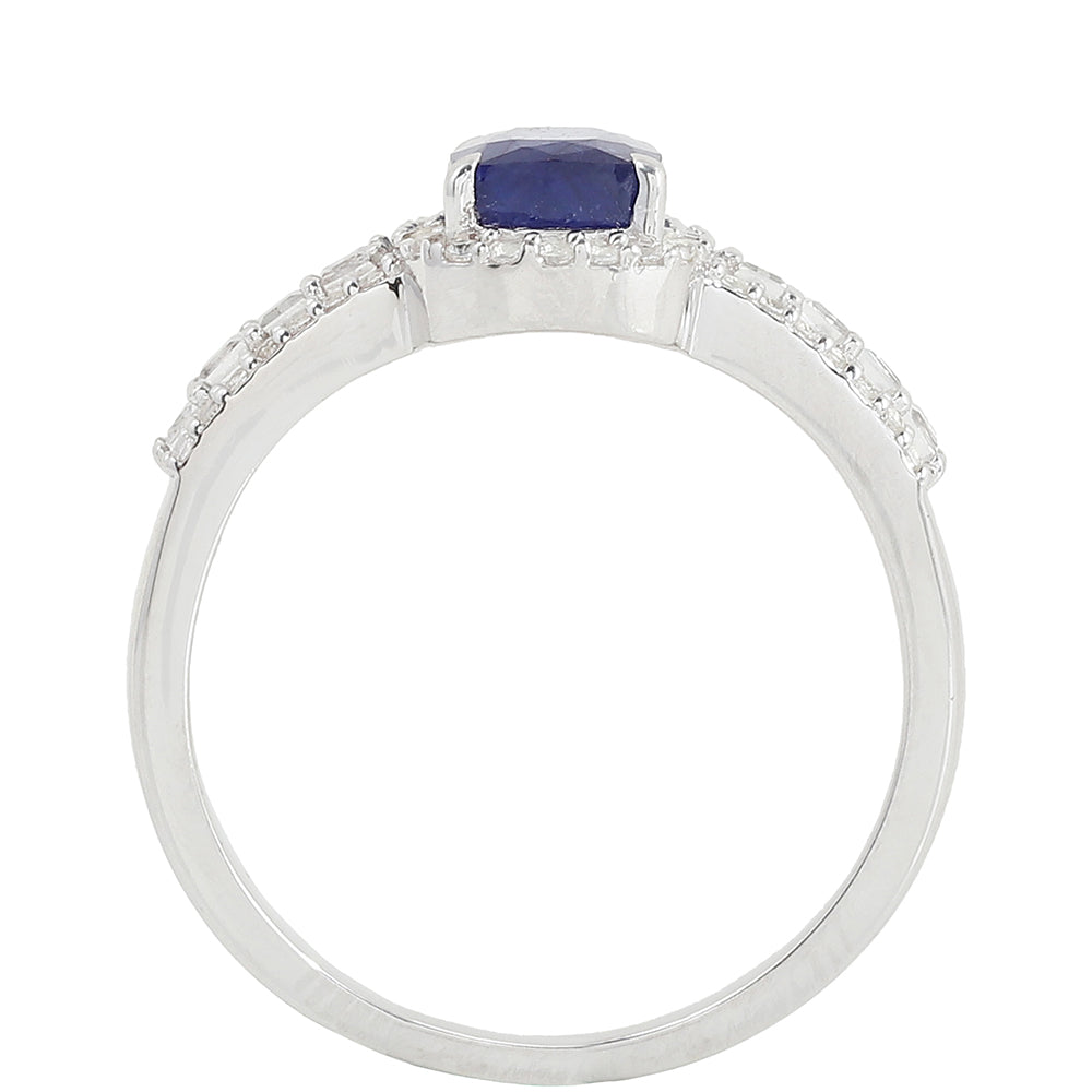Ezüst Gyűrű Thai Zafírral és Fehér Topázzal