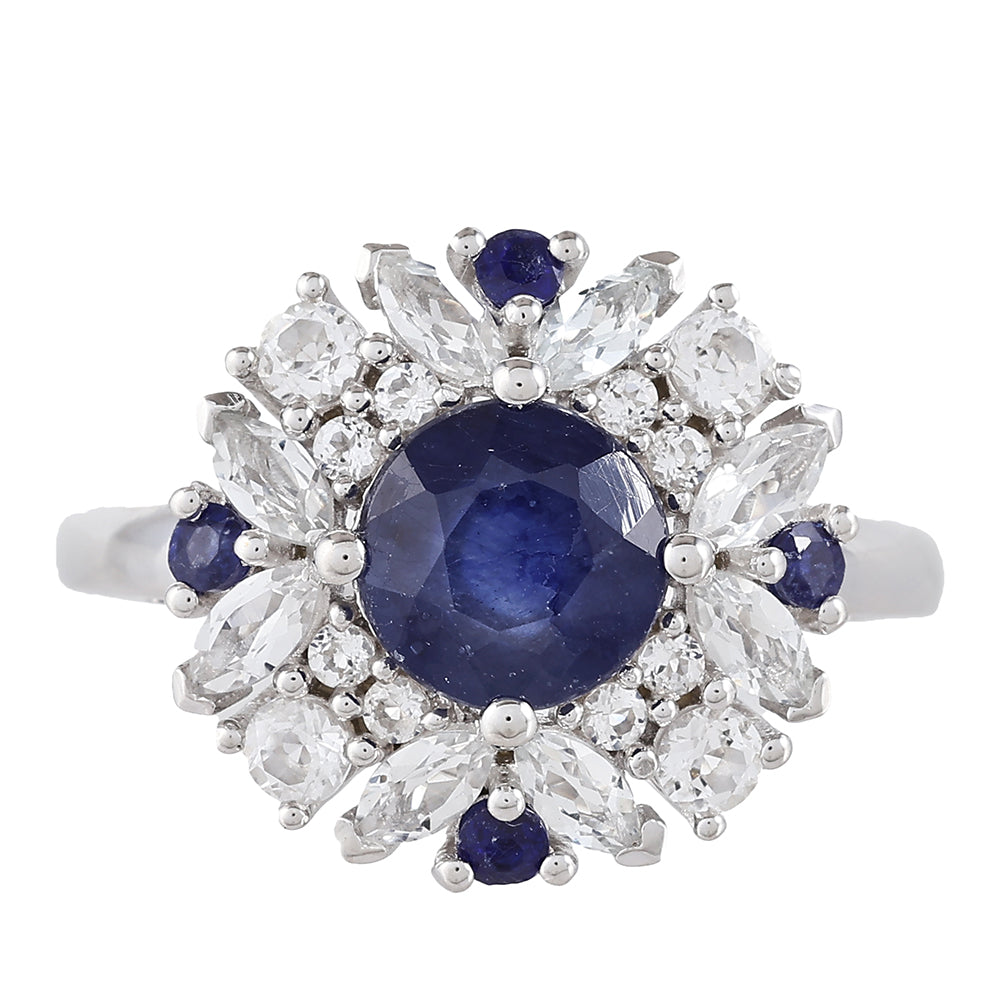 Ezüst Gyűrű Thai Zafírral és Fehér Topázzal 1 