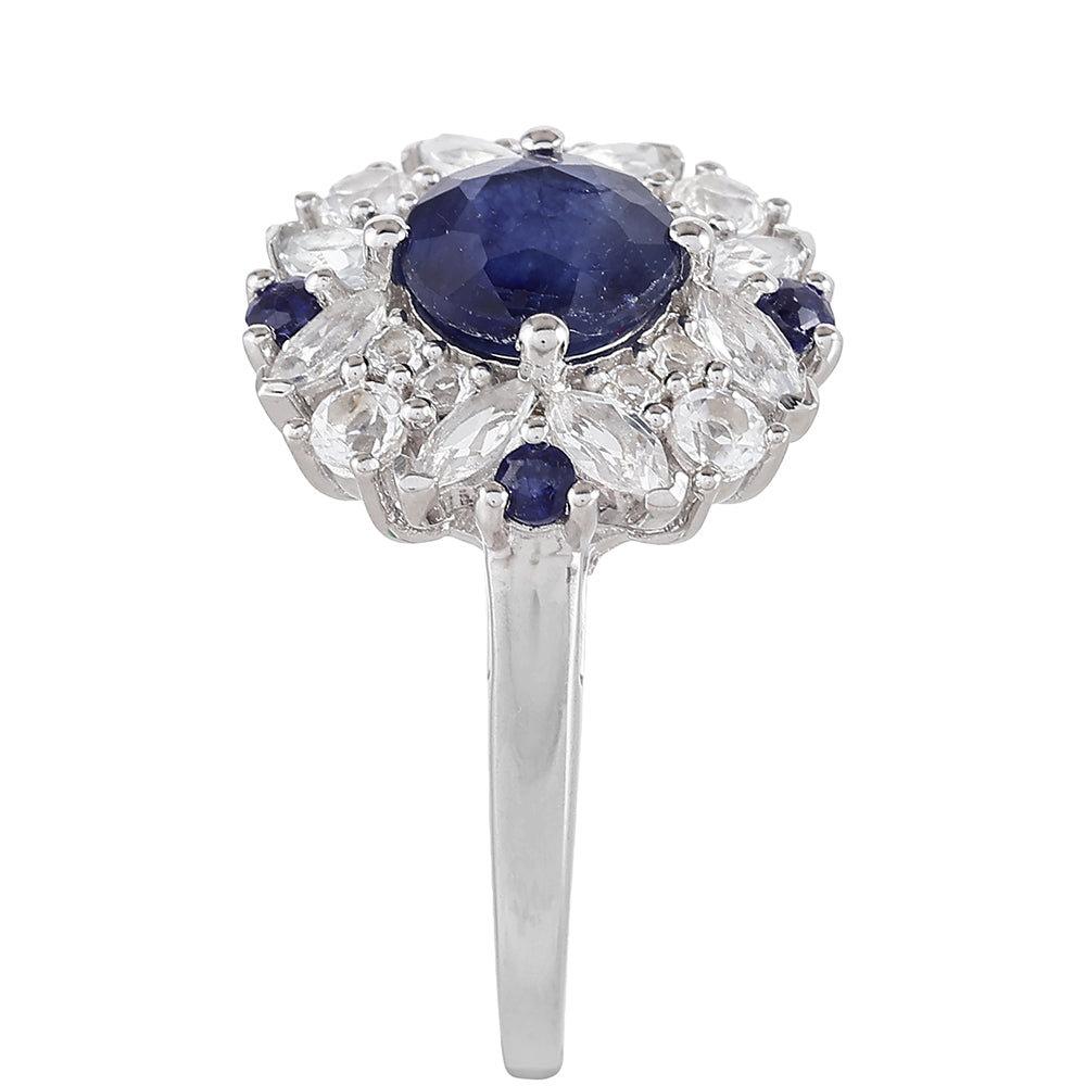 Ezüst Gyűrű Thai Zafírral és Fehér Topázzal 3 