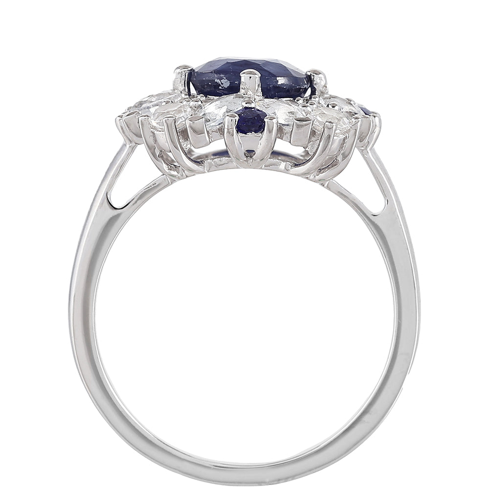 Ezüst Gyűrű Thai Zafírral és Fehér Topázzal 4 