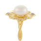 Arannyal Bevont Ezüst Gyűrű Barokk Édesvízi Tenyésztett Gyönggyel és Fehér Topázzal