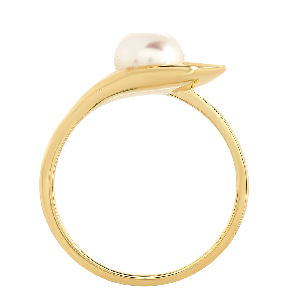 Arannyal Bevont Ezüst Gyűrű Barokk Édesvízi Tenyésztett Gyönggyel