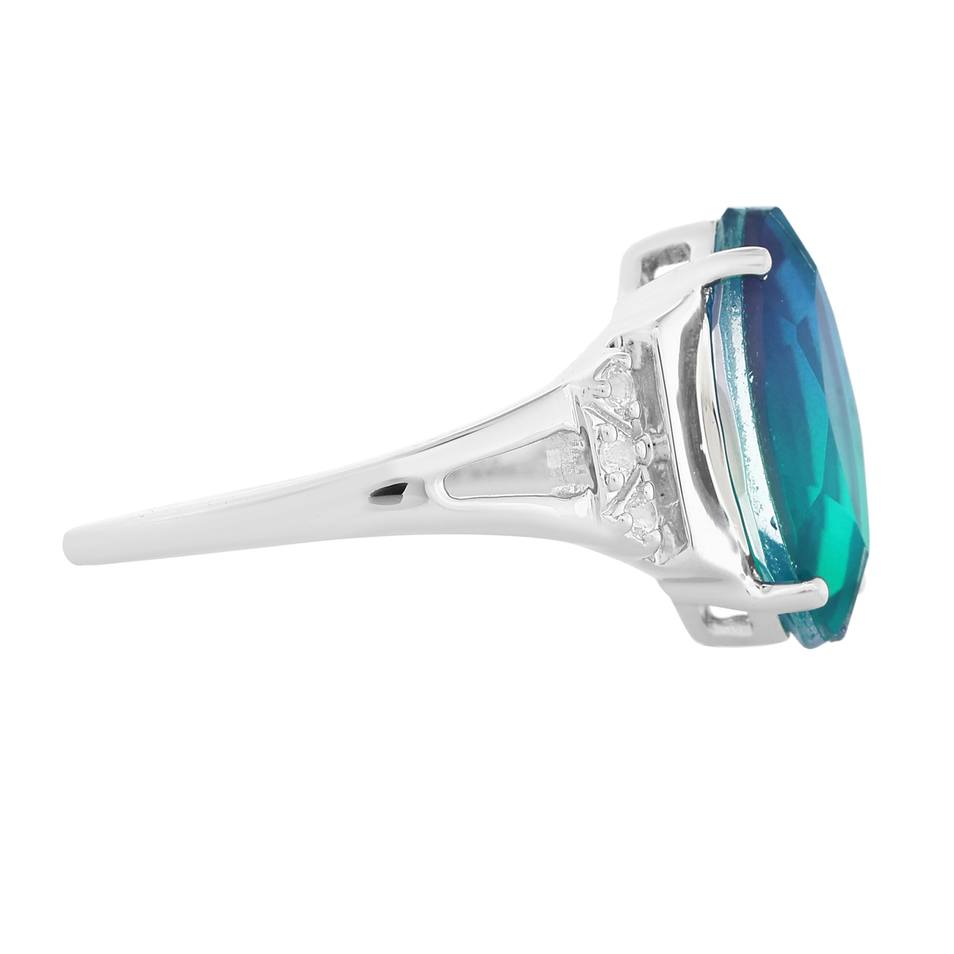 Ezüst Gyűrű Páva Kvarccal és Fehér Topázzal 5 