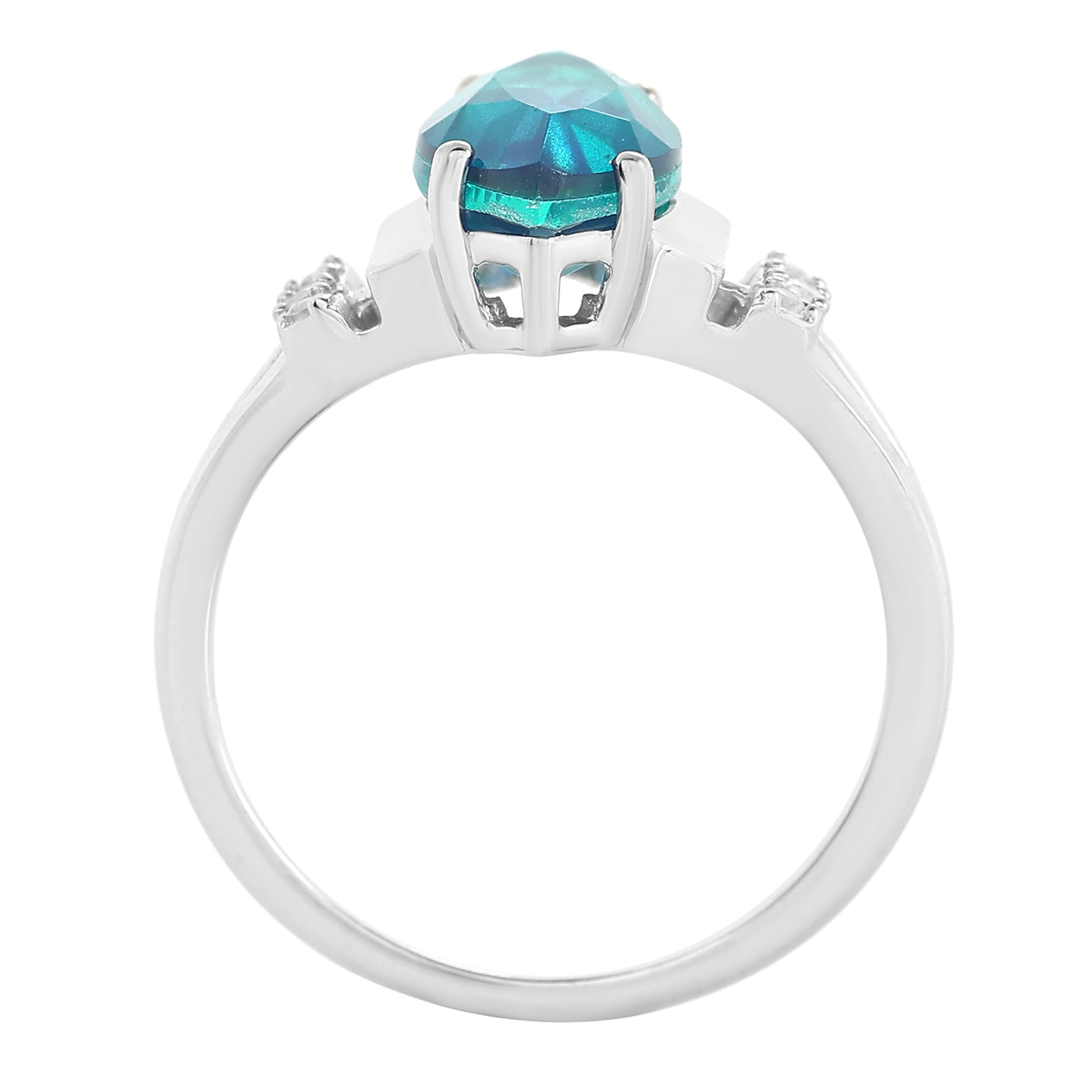 Ezüst Gyűrű Páva Kvarccal és Fehér Topázzal 6 