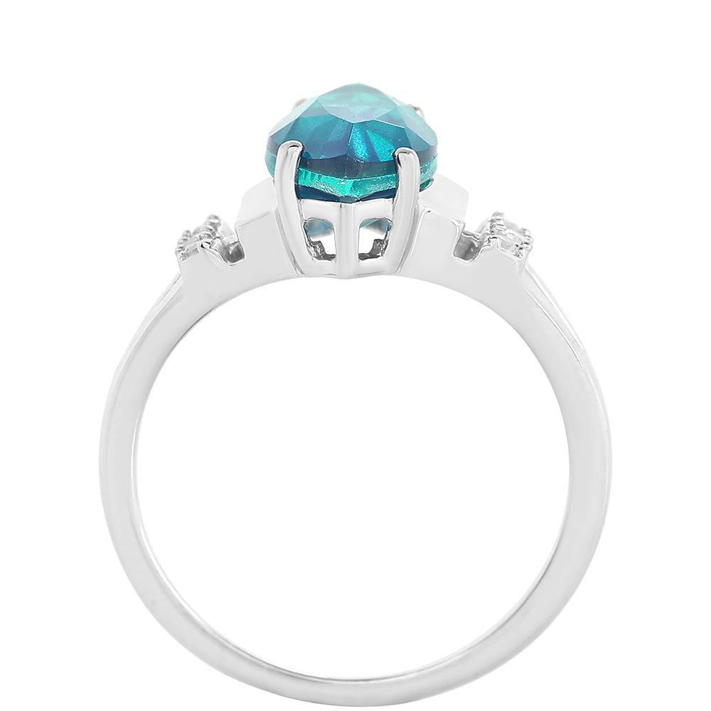 Ezüst Gyűrű Páva Kvarccal és Fehér Topázzal 3 