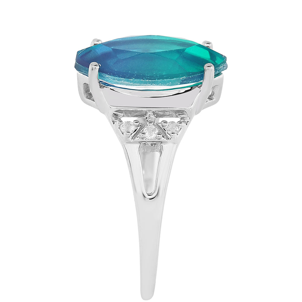 Ezüst Gyűrű Páva Kvarccal és Fehér Topázzal 4 