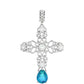 Kereszt Ezüst Medál Páva Kvarccal és Fehér Topázzal
